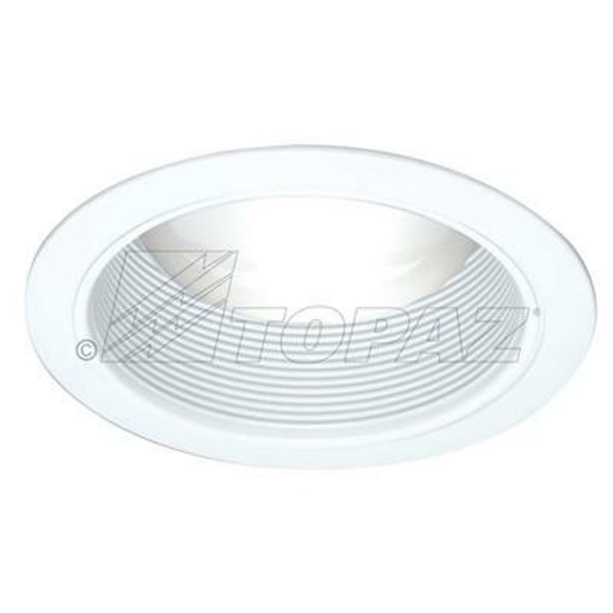 Topaz 6in Can Trim White Spay (Flared Opening) Baffle White Ring Uses BR30, PAR30 Lamps or Equiv LED Topaz 6in Can Trim White Spay (Flared Opening) Baffle White Ring Uses BR30, PAR30 Lamps or Equiv LED