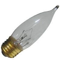 Incandescent Decorative Clear Flame Tip CA10 Bulb Medium (E26) Base 25W CC-2V Filament Dimmable