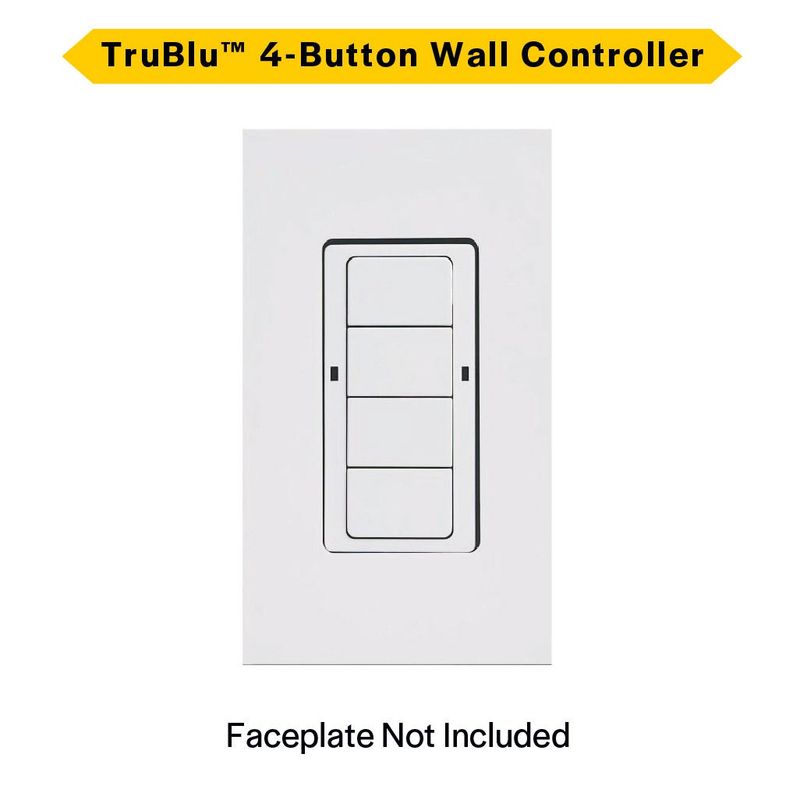 TruBlu Mesh Wireless 4-Button Wall Controller Scene Control 120V-277VAC White (decora plate not included)