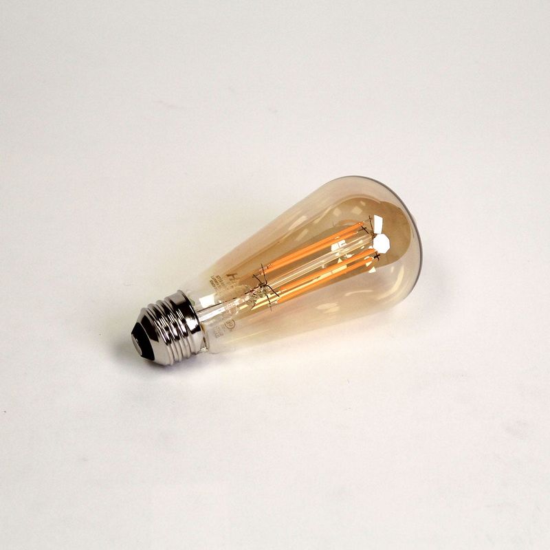 LED S19 Shape Filament Bulb Amber Medium (E26) Base 120V 650 Lumen 15000 hours 80 CRI Dimmable