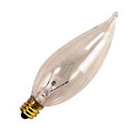 Incandescent Decorative Clear Flame Tip CA10 Bulb Candelabra Base 25W CC-2V Filament Dimmable