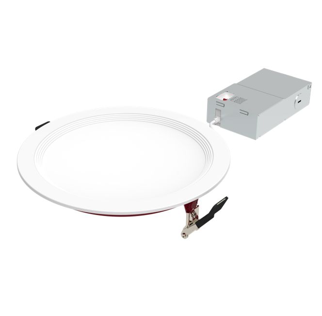 LED Fire Rated 8in Slim Downlight Color Selectable 19W 1600 Lumen Textured Baffle Trim 120V Triac Dimmable T24