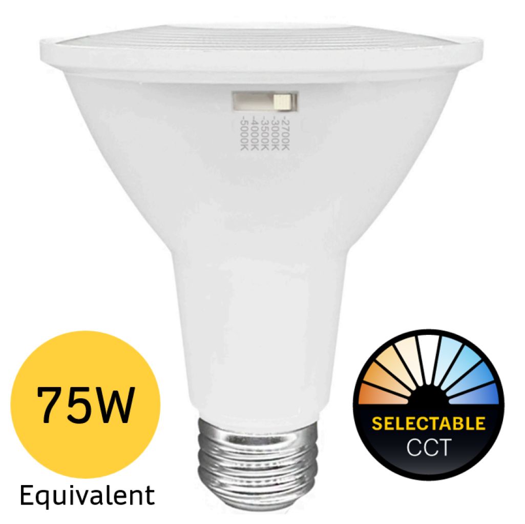 LED PAR30L Flood (40D) Color Selectable 2700K-5000K 10W 850 Lumens (75W Equiv) Dimmable T20