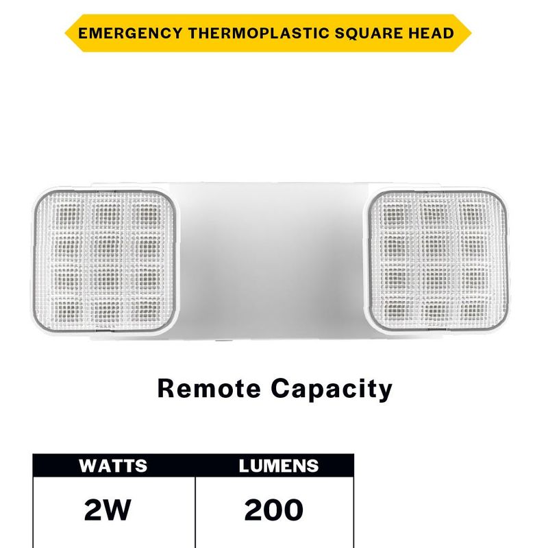 Emergence Series Emergency Unit White Adjustable Thermoplastic Square Heads with Remote Capacity 90-min Battery Bkup Emergence Series Emergency Unit White Adjustable Thermoplastic Square Heads with Remote Capacity 90-min Battery Bkup