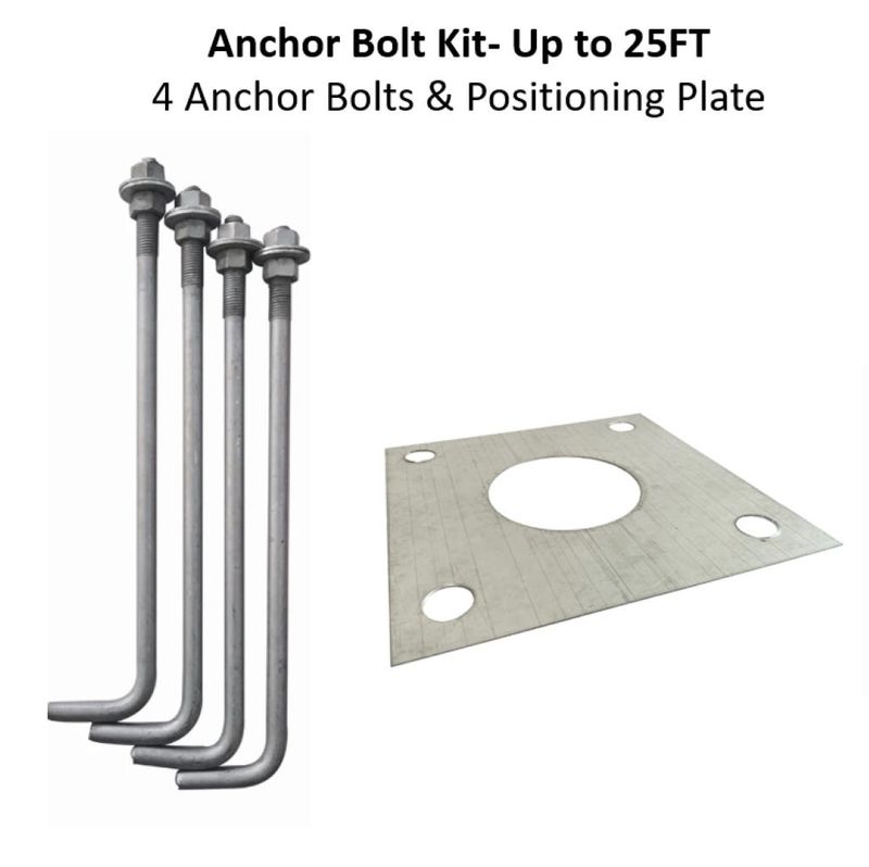Anchor Bolts (4 pcs) and Anchor Bolt Positioning Plate For 4in Square Steel Pole with Standard Base (up to 25FT) Anchor Bolts (4 pcs) and Anchor Bolt Positioning Plate For 4in Square Steel Pole with Standard Base (up to 25FT)