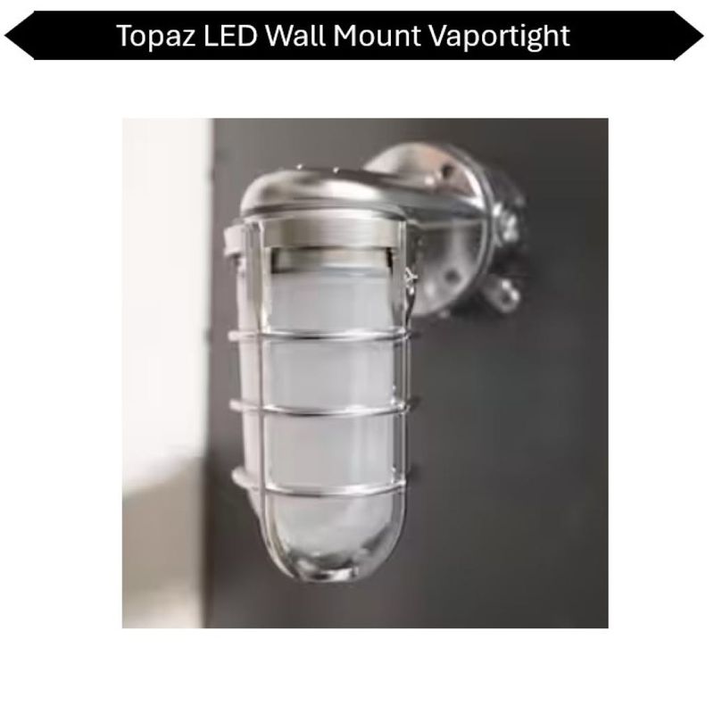 Topaz LED Vaportight Ceiling Wall Fixture 15W 850lm 4K 120V Brushed Steel Indoor/Outdoor Topaz LED Vaportight Ceiling Wall Fixture 15W 850lm 4K 120V Brushed Steel Indoor/Outdoor