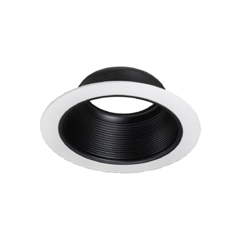 Topaz 6in Can Trim Black Baffle Reflector with White Wide Trim Ring (goof trim) to accomdate BR/R40 Lamps or LED Equiv Topaz 6in Can Trim Black Baffle Reflector with White Wide Trim Ring (goof trim) to accomdate BR/R40 Lamps or LED Equiv