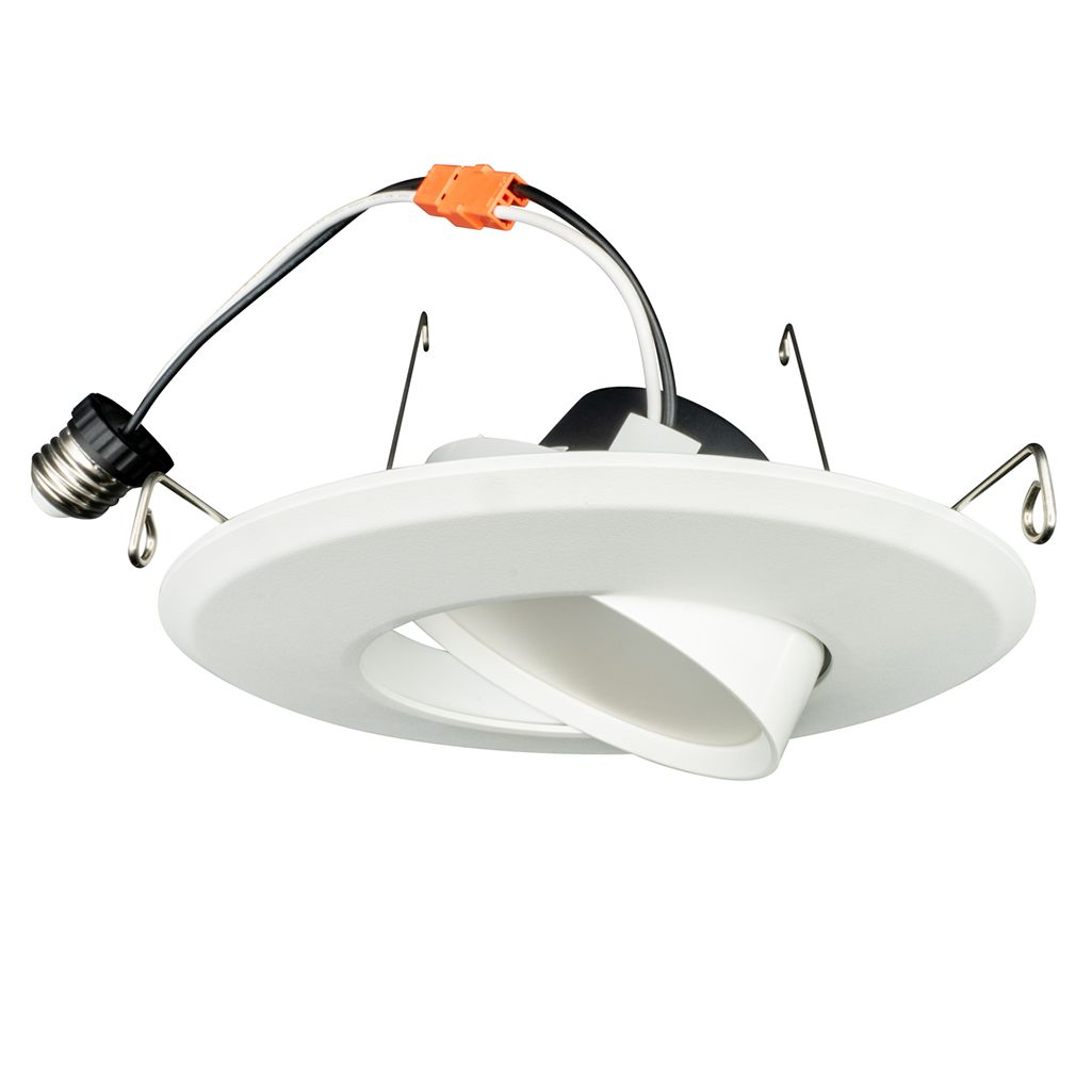 Topaz LED Performance Gimbal Retrofit Downlight 6in 9W 5-Color Select Smooth Trim Polyamide Plastic 810lm Dimmable