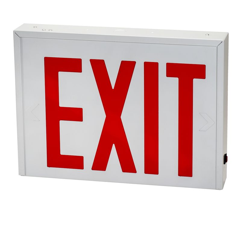 Topaz LED White Steel Exit with Red Legend NYC Approved 90-min EM Battery Backup Topaz LED White Steel Exit with Red Legend NYC Approved 90-min EM Battery Backup