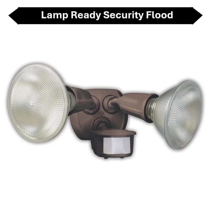 Topaz Lamp Ready 2-Head Security Flood Bronze wtih 180 Degree Motion Sensor use with PAR (LED or Incandescent)