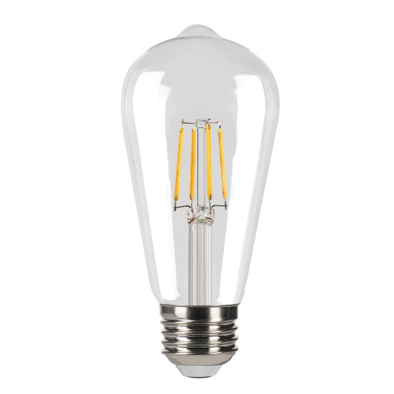 LED Filament Vintage ST19 Bulb Medium (E26) Base 2700K 5W 500 Lumens (60W Equiv) Clear Dimmable T20 Gen-4