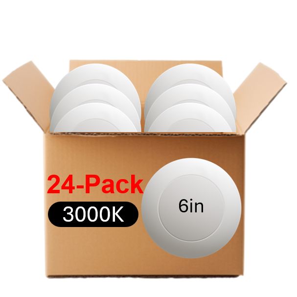 LED Surface Mount Downlight 6in 15W 1230 Lumens 3000K Color Select 120V Triac Dim 24 Pack
