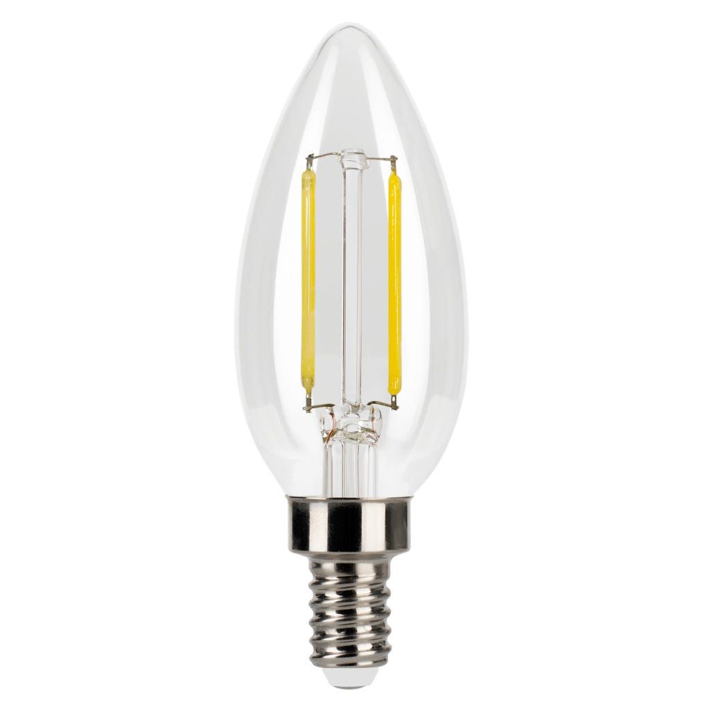 LED Filament Bullet B11 Bulb Candelabra (E12) Base 3000K 3.3W 300 Lumens (40W Equiv) Clear Dimmable T20 Gen-4 LED Filament Bullet B11 Bulb Candelabra (E12) Base 3000K 3.3W 300 Lumens (40W Equiv) Clear Dimmable T20 Gen-4