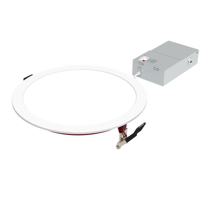 LED Fire Rated 8in Slim Downlight Color Selectable 19W 1600 Lumen Flat Smooth Trim 120V Triac Dimmable T24