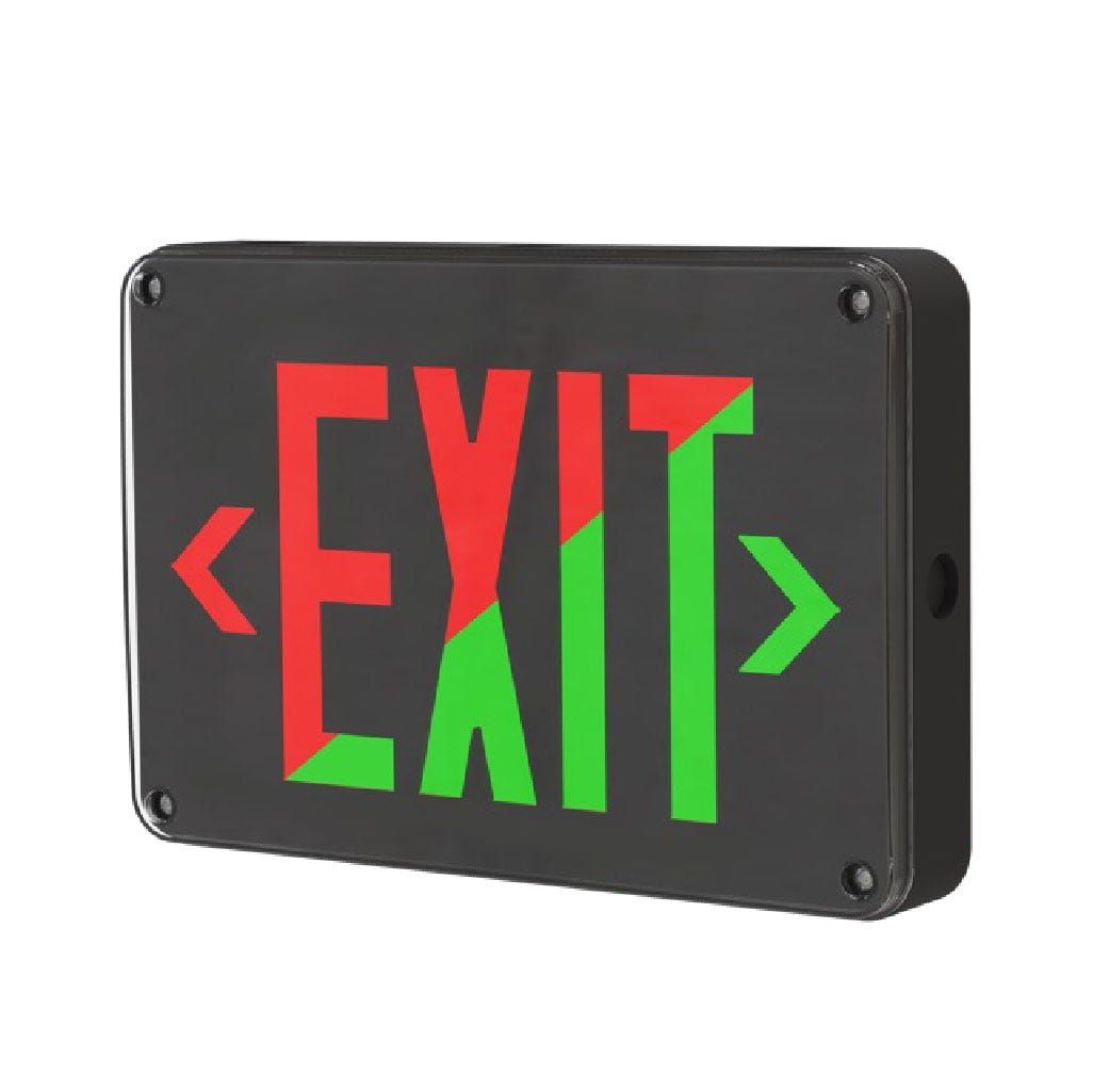 Emergence Series, Wet, Cold-Location, Exit Sign, Black Housing, Field-Selectable Red or Green Legend with Field-Selectable Single/Double Face, Self-Diagnostics, Remote Capacity