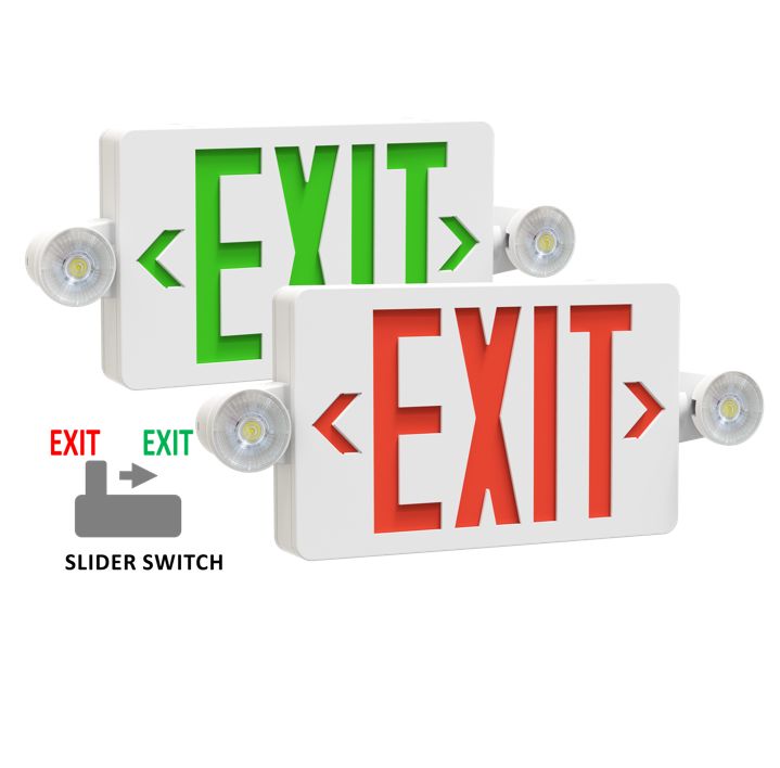 Emergence LED Exit Emergency Light Combo White Thermoplastic Field Selectable Red/Green, Single/Double Face Universal Mounting and Battery Backup T20 Emergence LED Exit Emergency Light Combo White Thermoplastic Field Selectable Red/Green, Single/Double Face Universal Mounting and Battery Backup T20