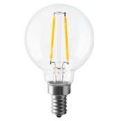 LED Globe (G16.5) Filament Bulb Clear Candelabra (E12) Base 120V 180 Lumen 15000 hours 80 CRI Dimmable