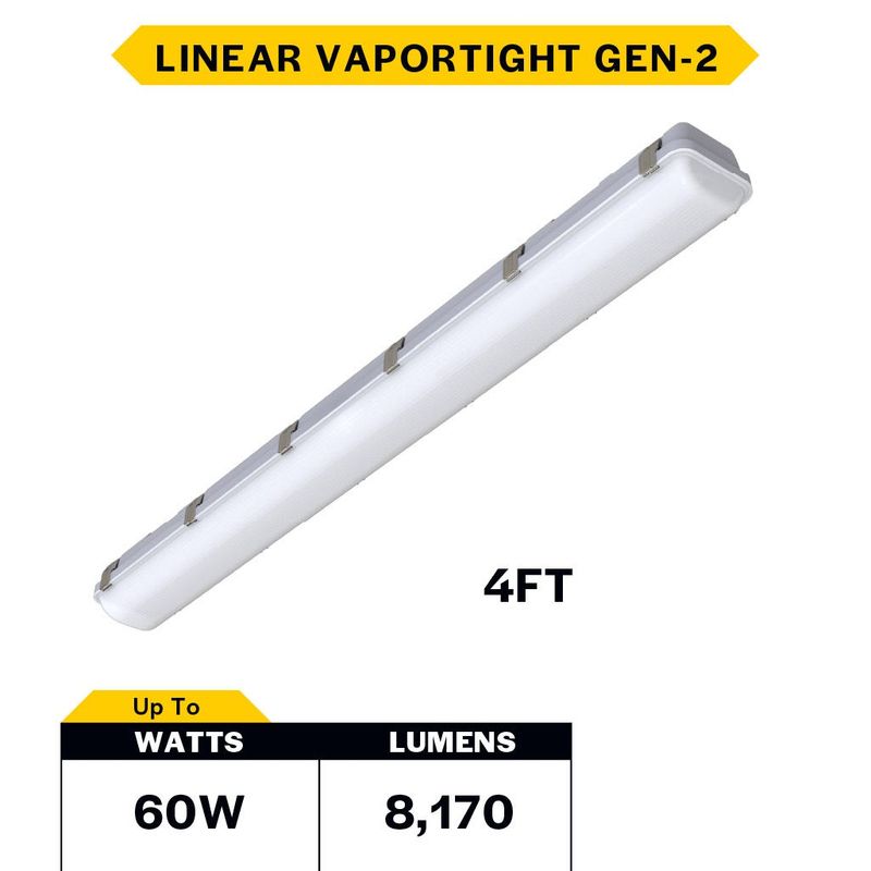 LED Controls Ready Linear Vaportight 4FT Selectable Lumen & CCT 5600-8172LM (40W-60W) 35K- 40K-50K 3.5mm Jack 120-277VAC with Suspended Chain Mount LED Controls Ready Linear Vaportight 4FT Selectable Lumen & CCT 5600-8172LM (40W-60W) 35K- 40K-50K 3.5mm Jack 120-277VAC with Suspended Chain Mount