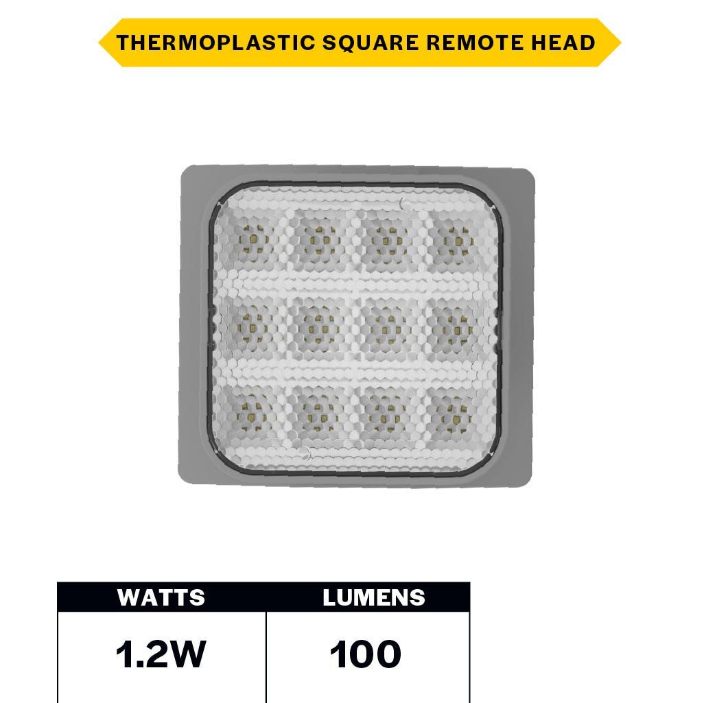 Emergence LED Single Remote Head Square Indoor Gray, 1.2W, 3.6-15VDC Input