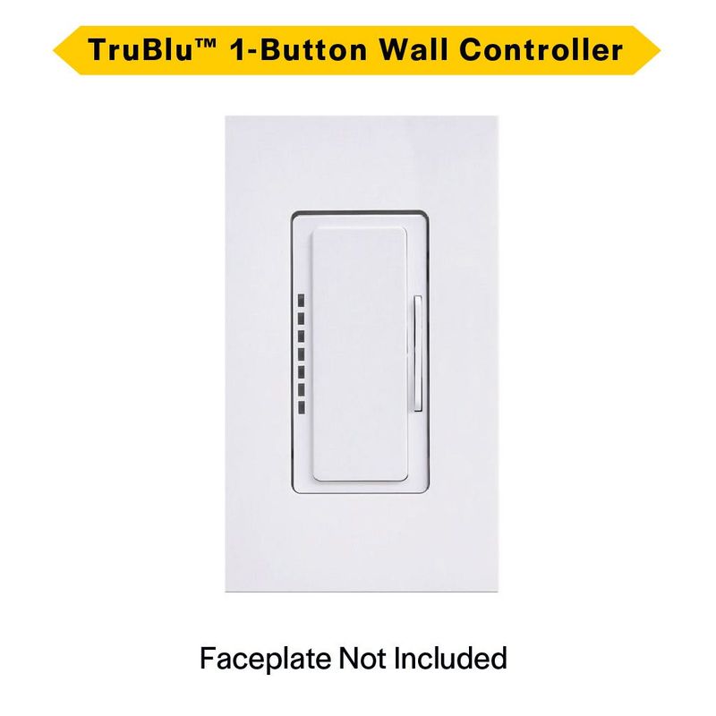 TruBlu SIG Bluetooth Mesh Wireless 1-Button Wall Controller, 120V-277VAC White (decorator faceplate not included)