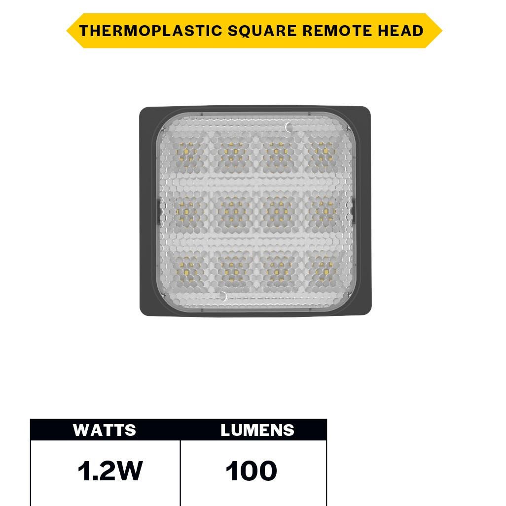 Emergence LED Single Remote Head Square Indoor Black, 1.2W, 3.6-15VDC Input