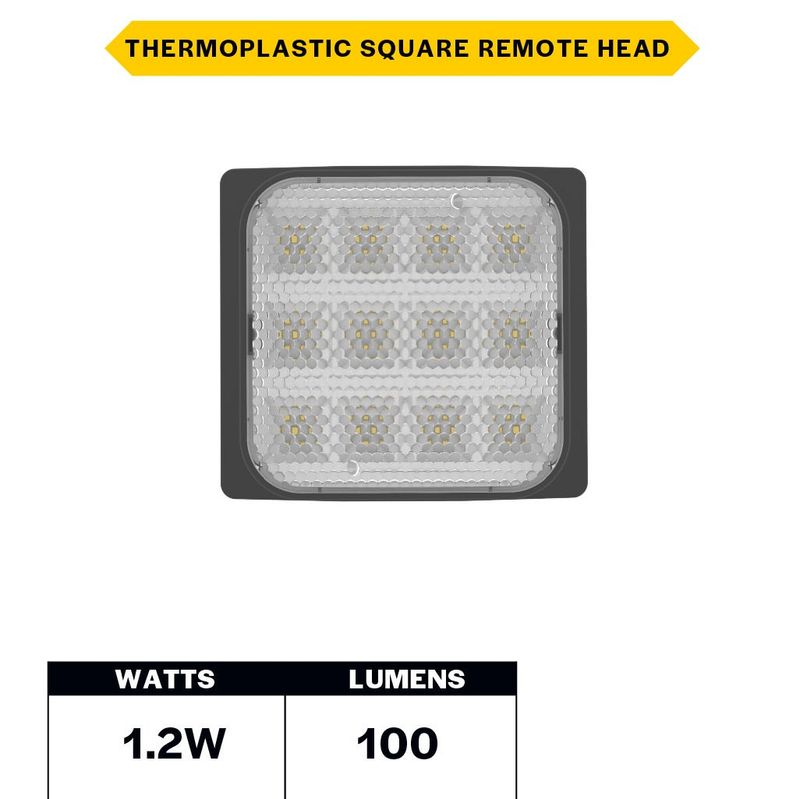 Emergence LED Single Remote Head Square Indoor Black, 1.2W, 3.6-15VDC Input