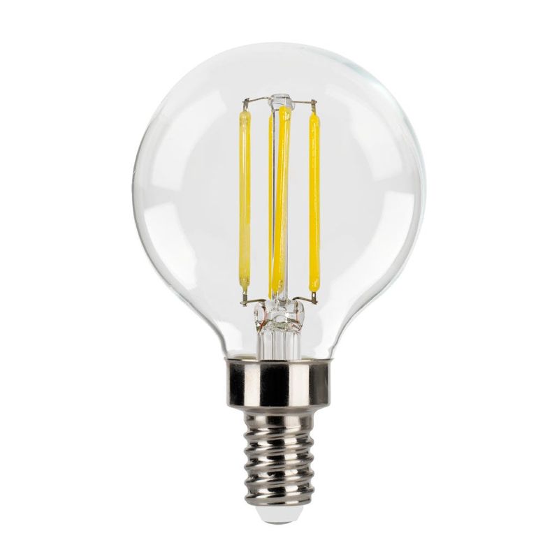 LED Filament Globe G16.5 Bulb Candelabra (E12) Base 3000K 5.5W 500 Lumens (60W Equiv) Clear Dimmable T20/T24 Gen-4