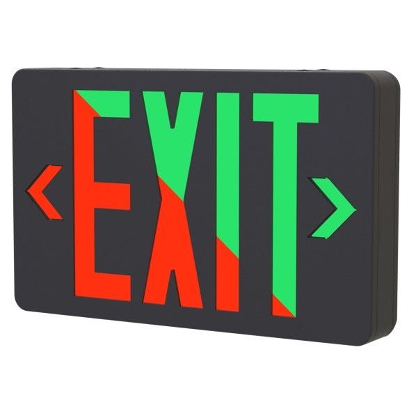 Emergence LED Exit Sign Black Thermoplastic Field Selectable Red/Green Legend Single/Double Face with Remote Capacity Battery Backup T20