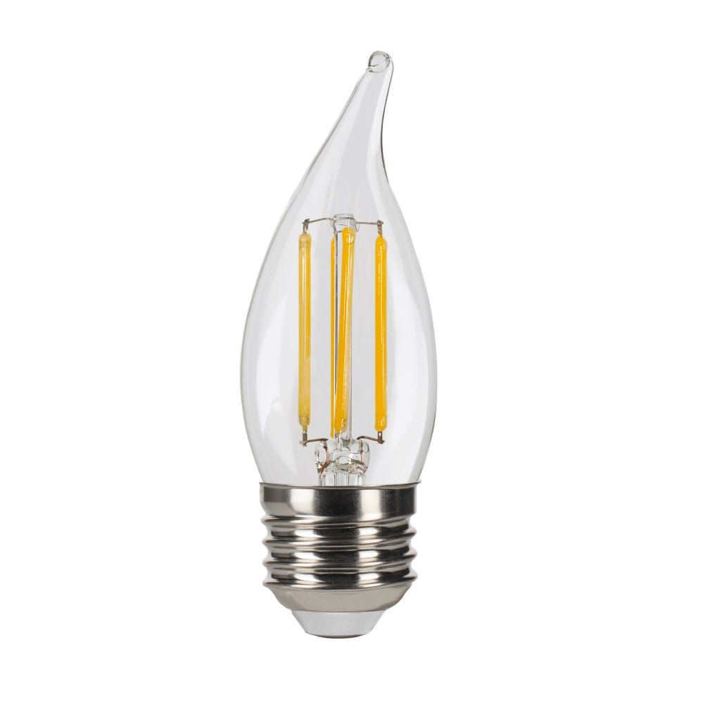 LED Filament Flame Tip CA11 Bulb Medium (E26) Base 2700K 3-Way Dim T20 2.2W, 3.3W, 5.5W 200/300/500 Lumens (60W Equiv) Clear Gen-4 LED Filament Flame Tip CA11 Bulb Medium (E26) Base 2700K 3-Way Dim T20 2.2W, 3.3W, 5.5W 200/300/500 Lumens (60W Equiv) Clear Gen-4