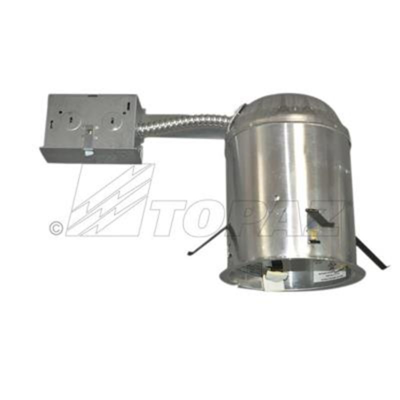 Topaz Remodel Housing-Can 5in Line Voltage IC Rated and AT (Airtight) with Junction Box with clips to secure to ceiling 120V E26 Socket (sold in Multiples of 6) Topaz Remodel Housing-Can 5in Line Voltage IC Rated and AT (Airtight) with Junction Box with clips to secure to ceiling 120V E26 Socket (sold in Multiples of 6)