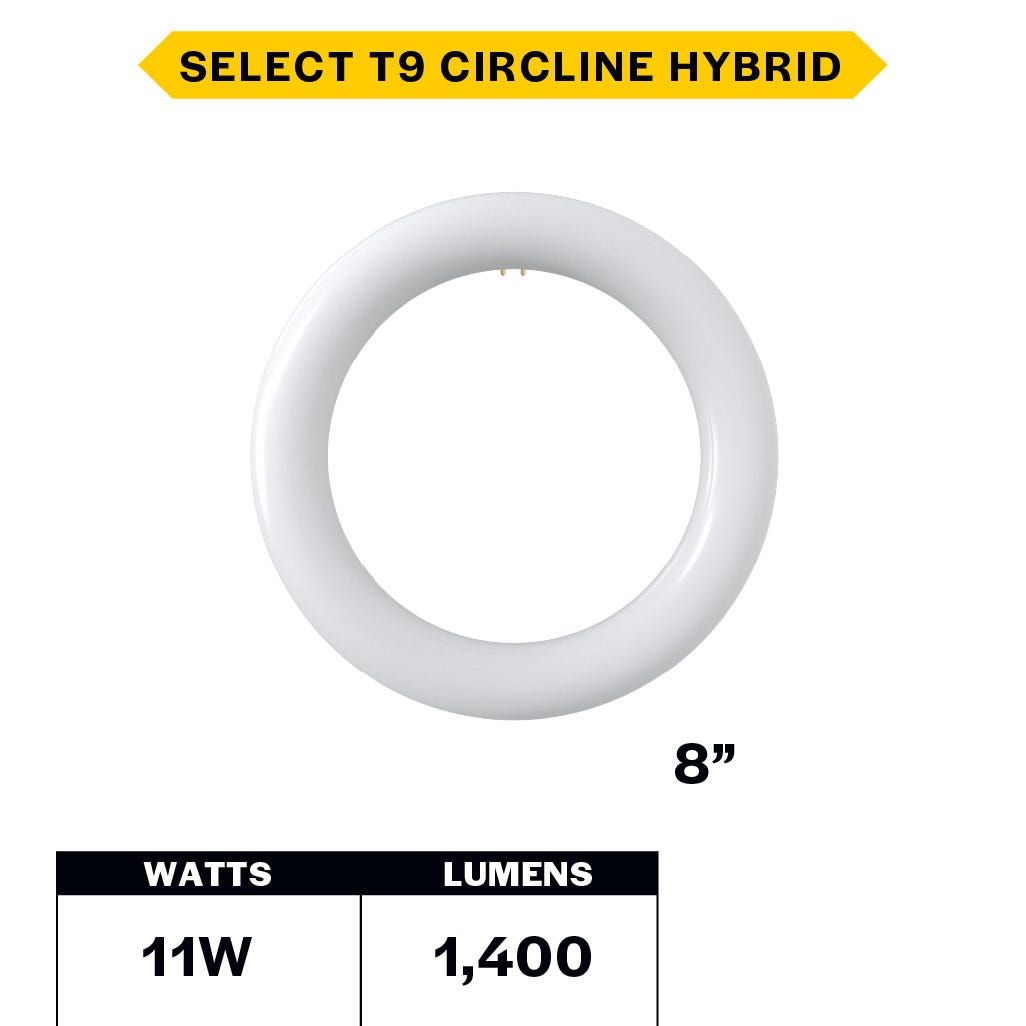 LED Circline 8in T9 11W Hybrid Type A/B 35K-40K-50K-65K CCT Selectable 1400 Lumens 35K Hrs G10q Base Non-Dimmable LED Circline 8in T9 11W Hybrid Type A/B 35K-40K-50K-65K CCT Selectable 1400 Lumens 35K Hrs G10q Base Non-Dimmable