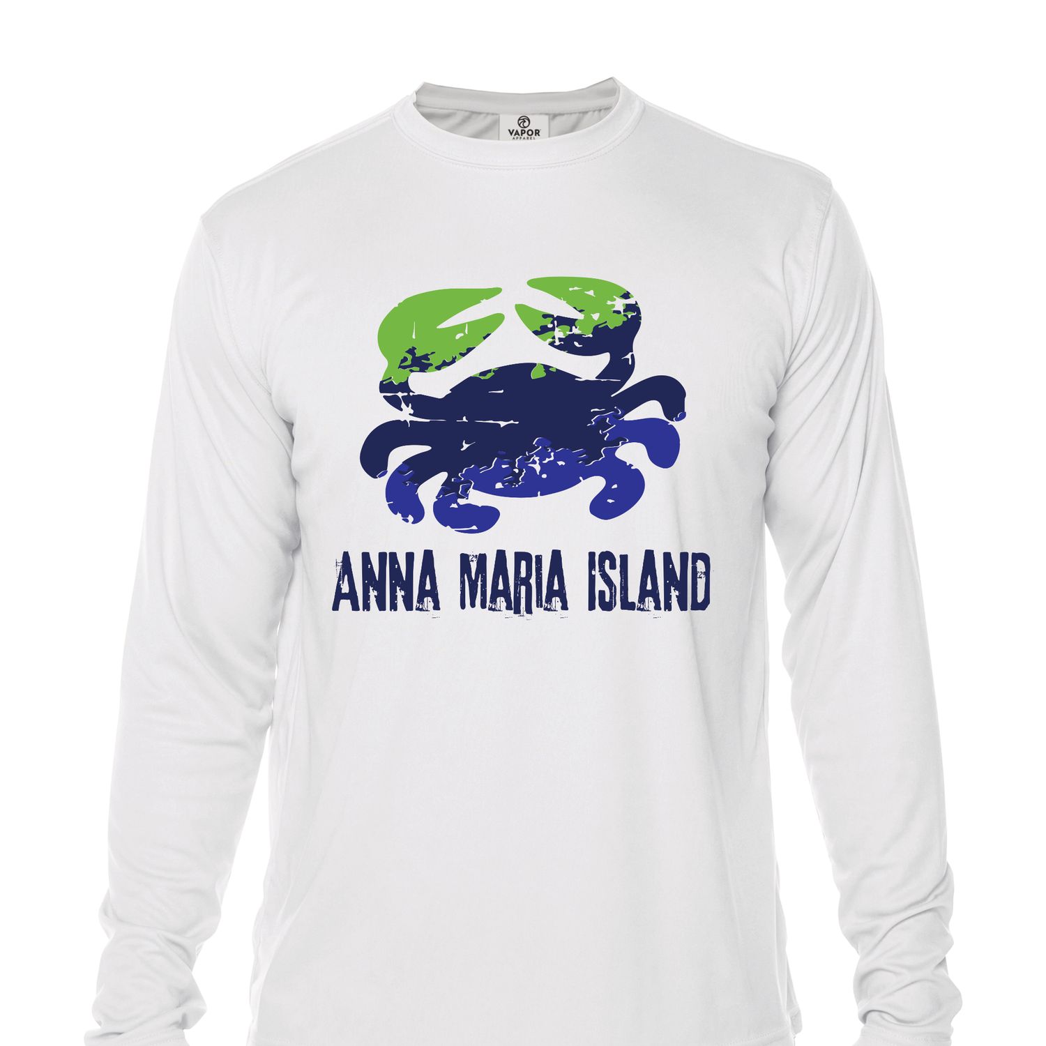 Vapor Unisex Long Sleeve Solar UPF 50 Sun Shirt with Multi-Colored Stone Crab Design