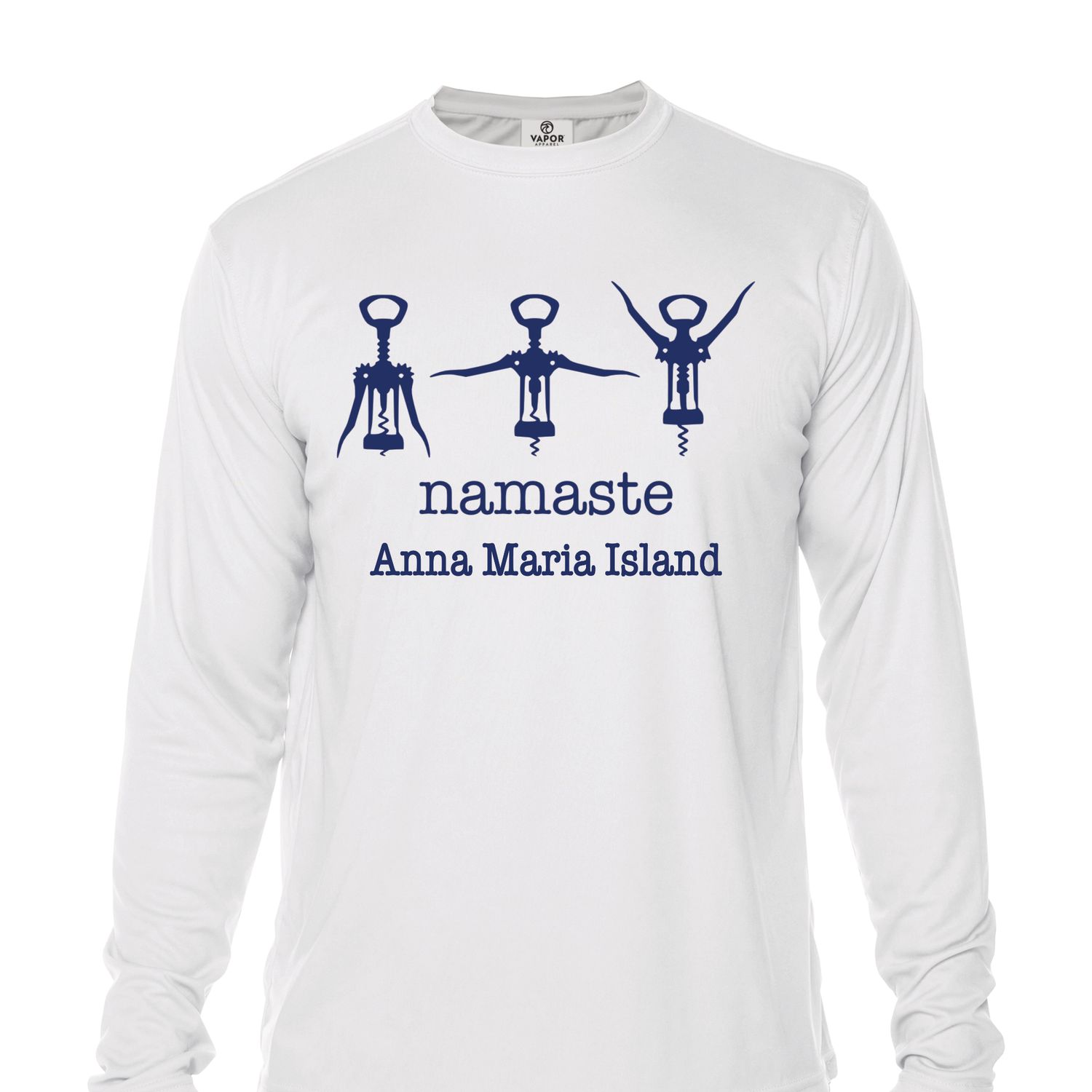 Vapor Unisex Long Sleeve UPF 50 Sun Shirt –Yoga Namaste Design Featuring Anna Maria Island