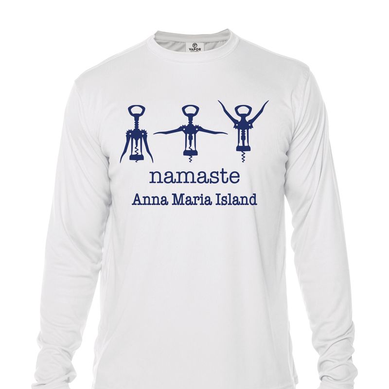Vapor Unisex Long Sleeve UPF 50 Sun Shirt –Yoga Namaste Design Featuring Anna Maria Island