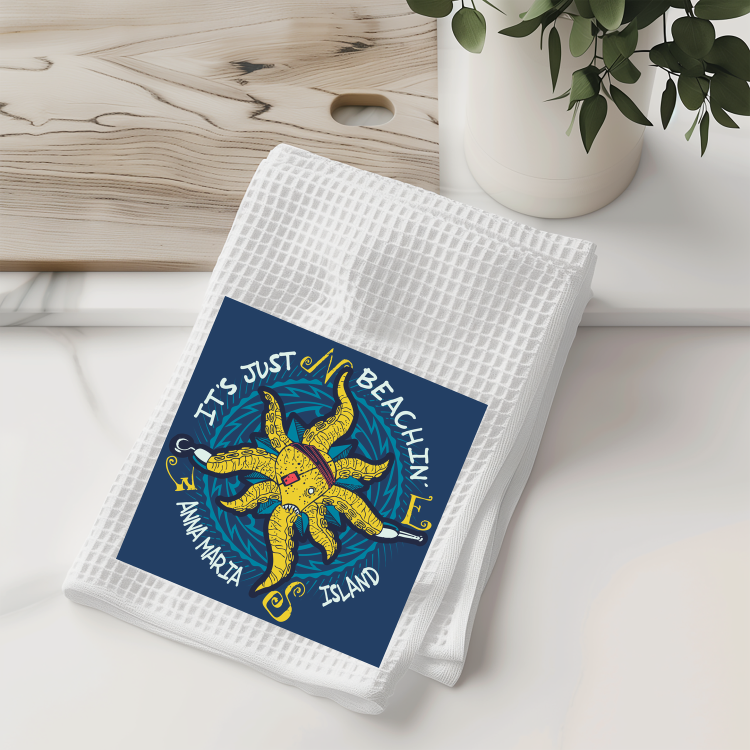 It&#39;s Just Beachin&#39; Kitchen Towel – Anna Maria Island Starfish Design