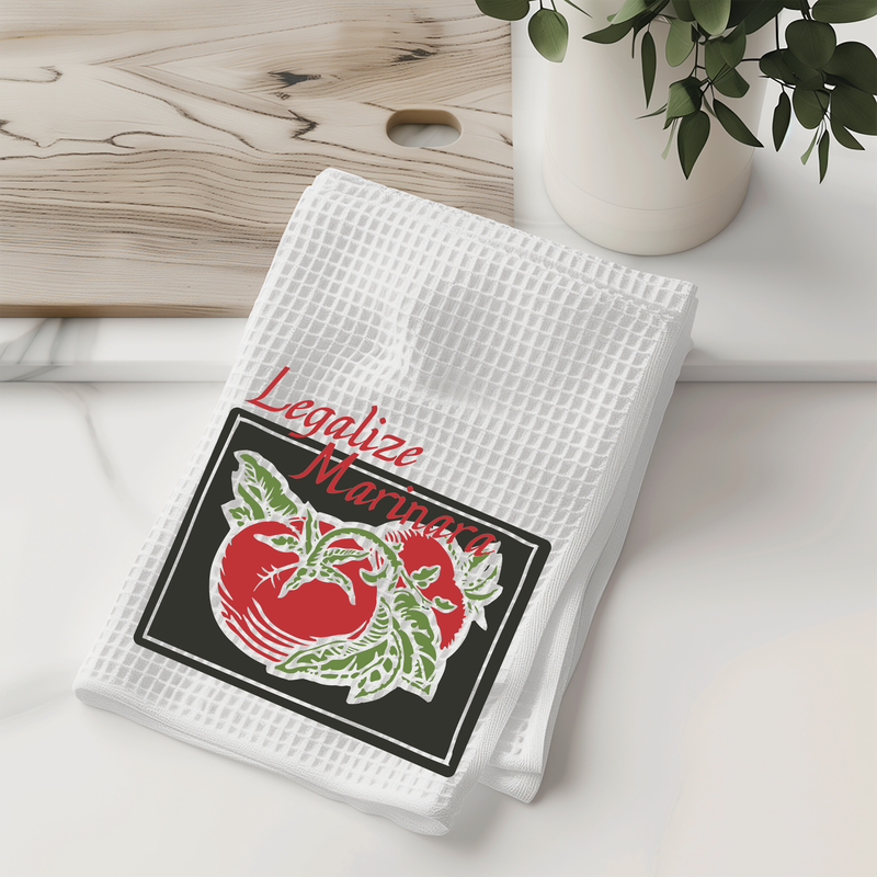 Legalize Marinara Kitchen Towel – Italian-Inspired Humor Decor