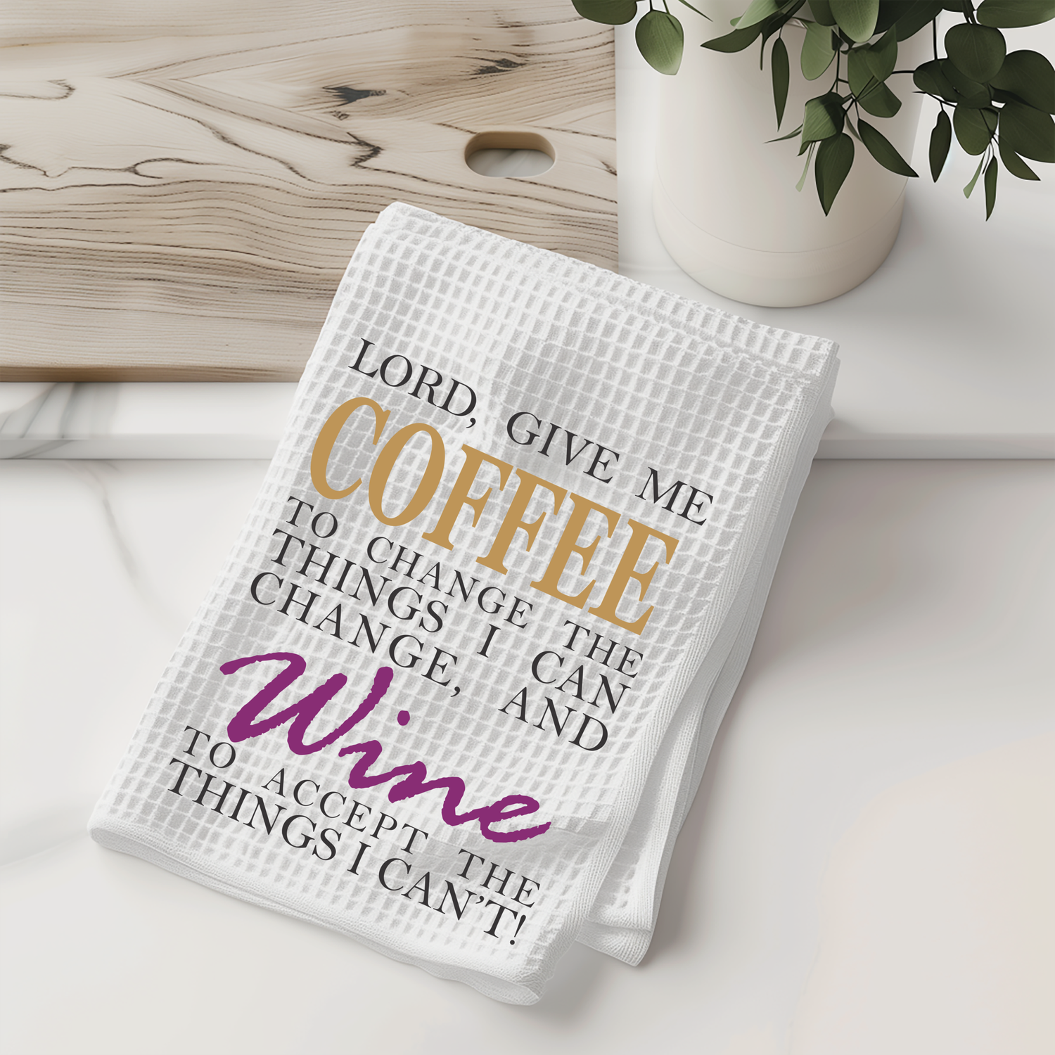 Coffee And Wine Prayer Kitchen Towel – Fun And Inspirational Decor