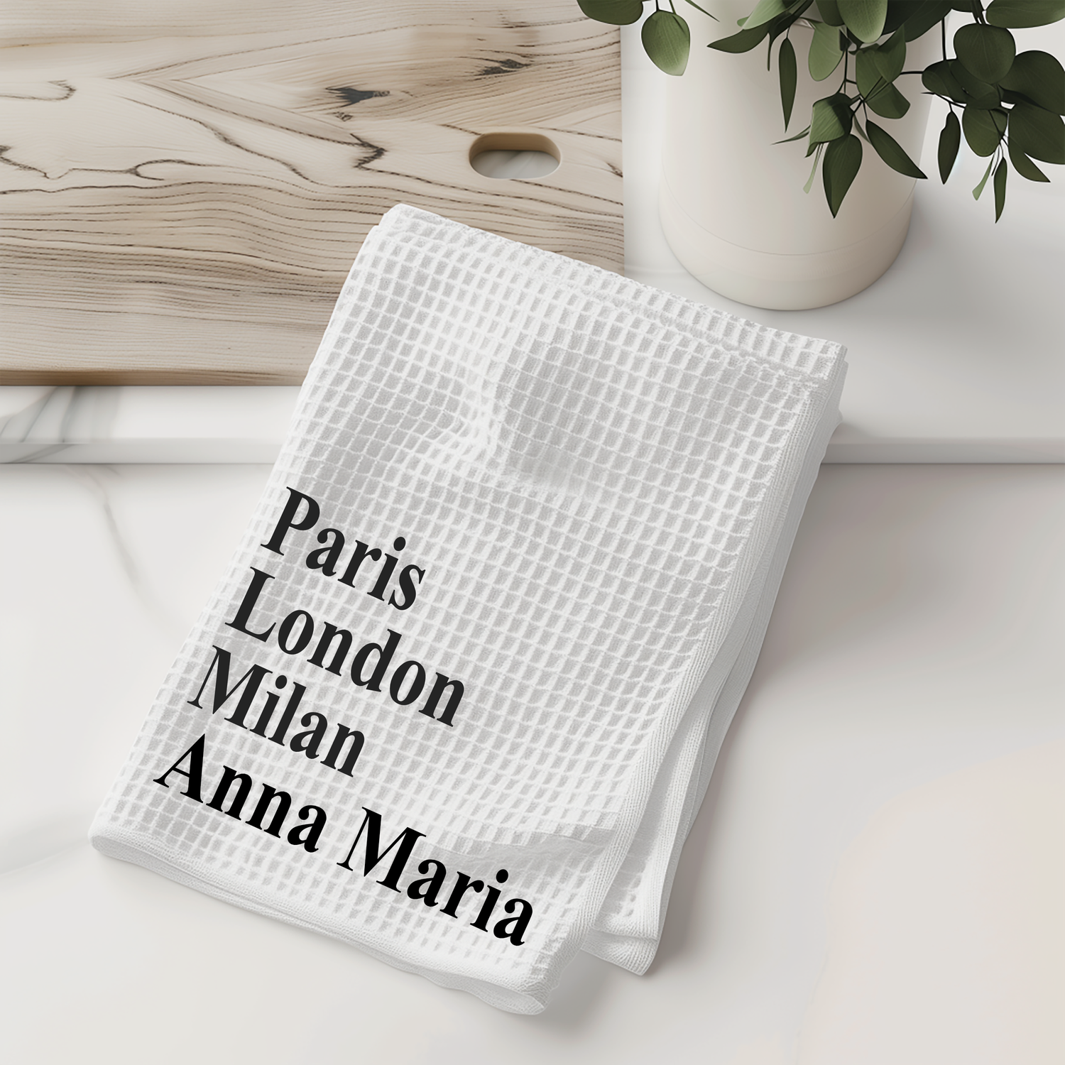 Fashion Capital Cities Kitchen Towel - Paris London Milan Anna Maria - Modern Waffle Tea Towel
