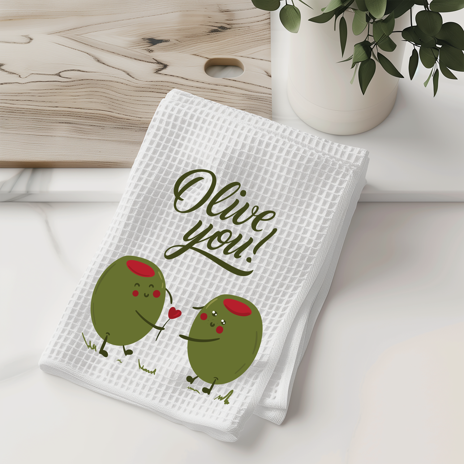 Olive You Kitchen Towel – Adorable Olive-Themed Kitchen Decor