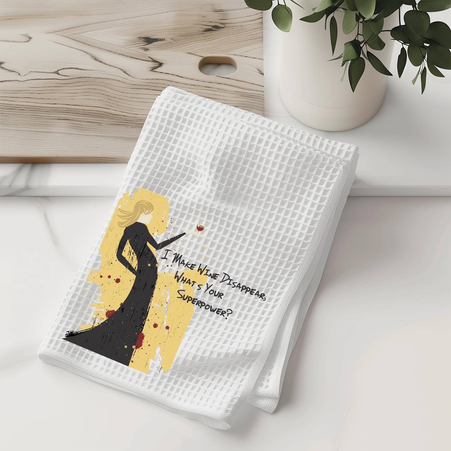 I Make Wine Disappear Kitchen Towel – Fun Superpower Decor