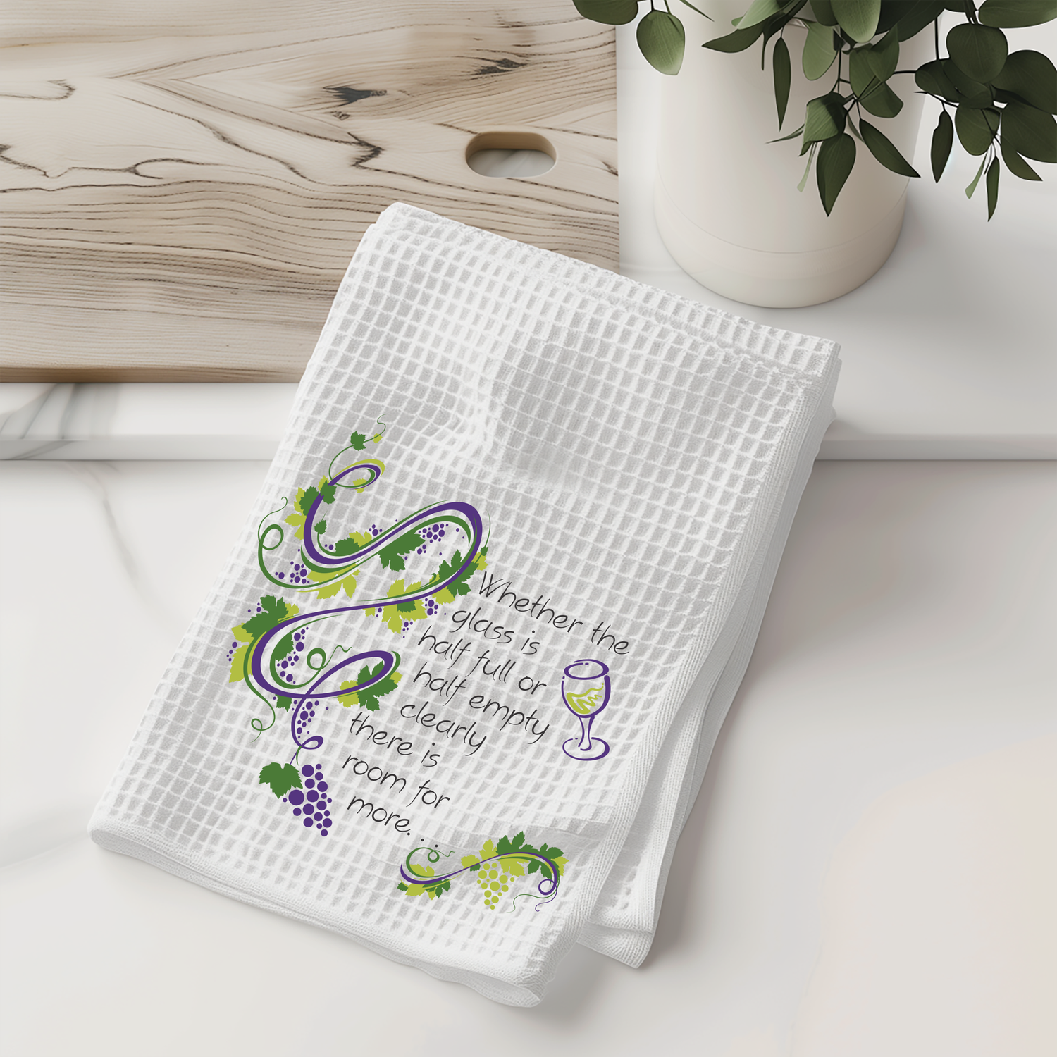 Wine Humor Kitchen Towel – Room for More Wine Quote Decor