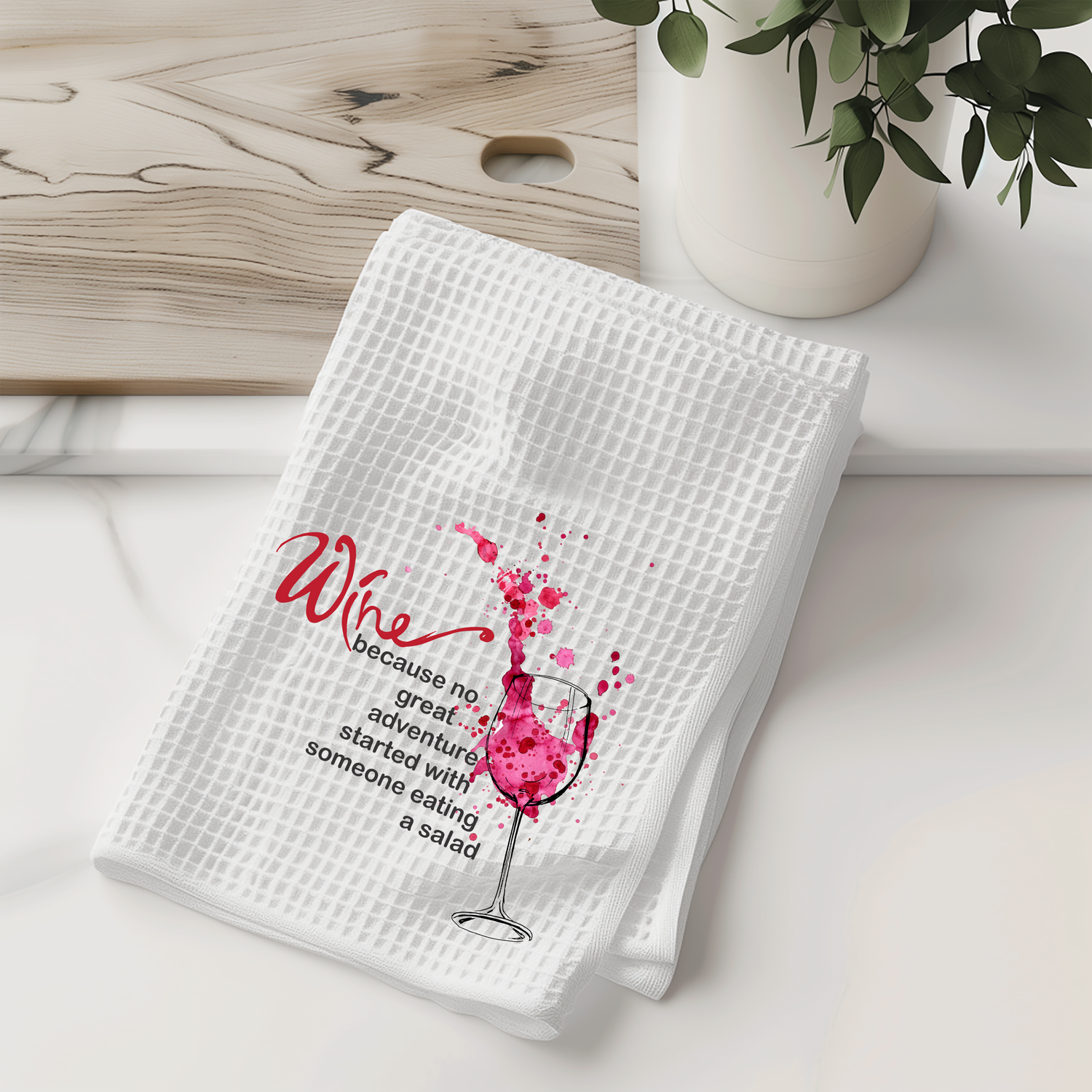 Wine Adventure Kitchen Towel – Fun Wine Quote Decor