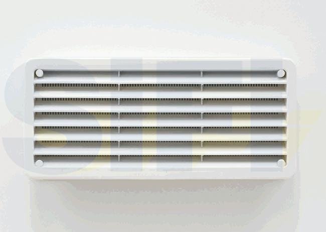 Aeratore Griglia Bianca 270X120mm doppio con zanzariera x Sportello Gavone Gas