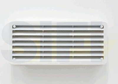 Aeratore Griglia Bianca 270X120mm doppio con zanzariera x Sportello Gavone Gas