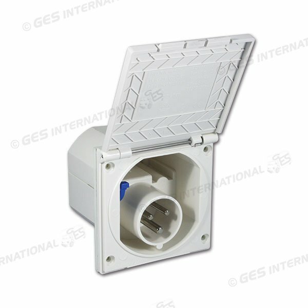 Spina CEE esterna bianca 16A 220V Coperchio a ribalta Presa Camper