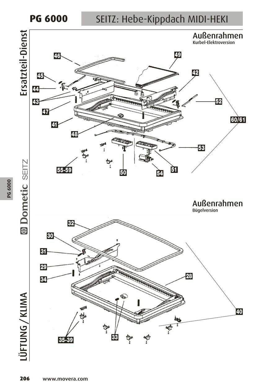 Kit Meccanismo completo di ingranaggi Obl� Seitz Midi Heki Dometic Camper