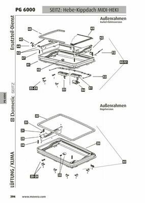 Kit Meccanismo completo di ingranaggi Oblò Seitz Midi Heki Dometic Camper