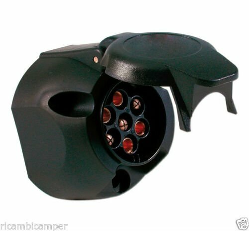 Presa 7 poli in ABS con coperchio Roulotte Rimorchio Carrello
