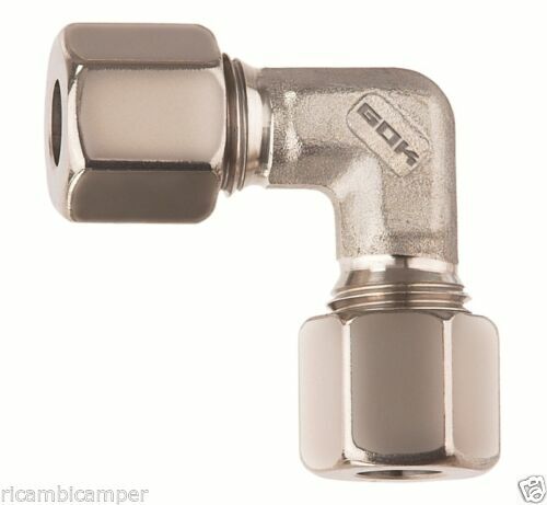 015 W8-A Raccordo gomito D.8 mm Regolatore Gas Bombola Caravan Campeggio Camper