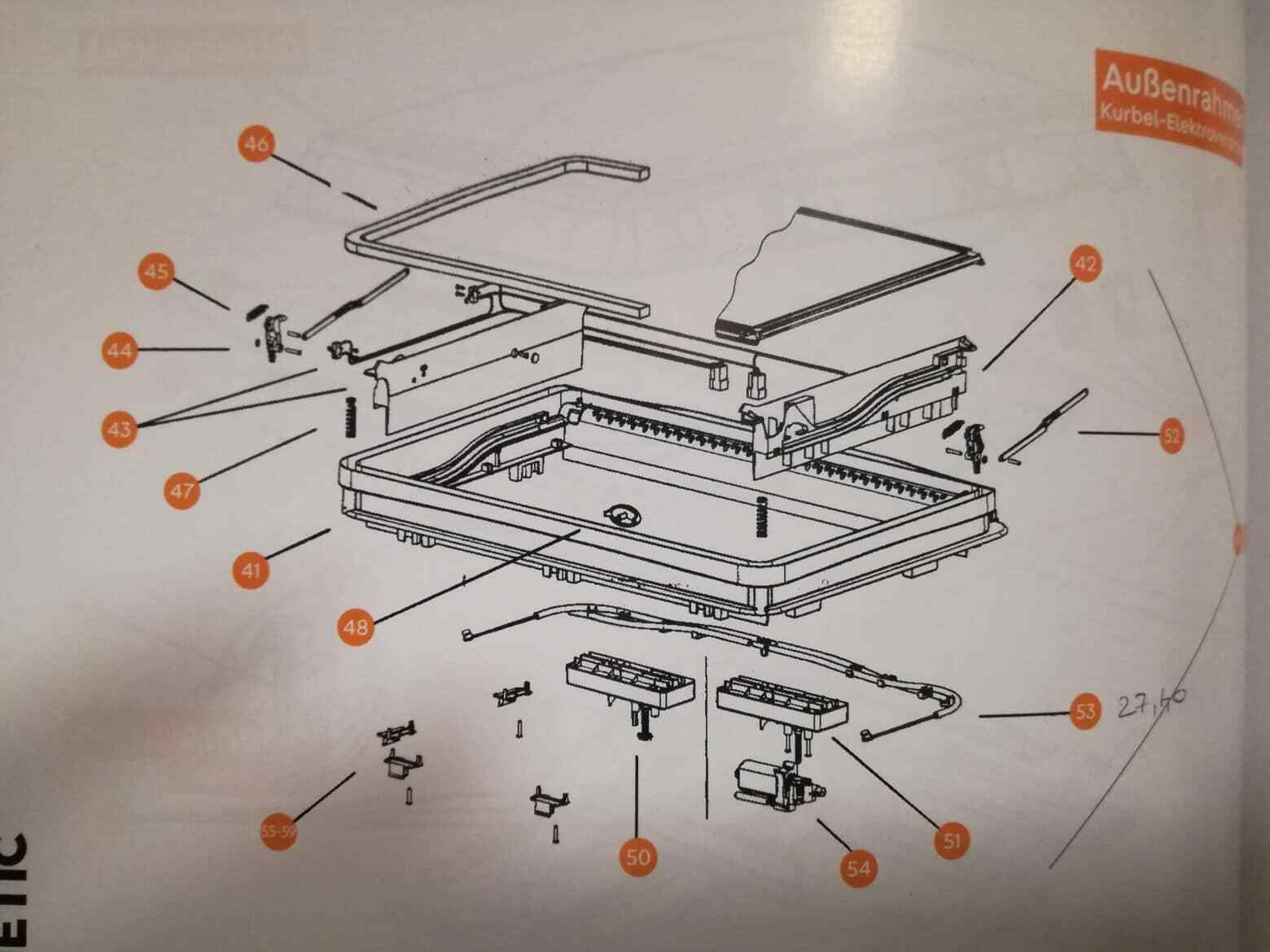 Meccanismo apertura manovella con notolino Obl� Midi Heki Dometic Camper Caravan